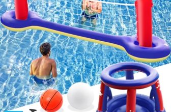 Jasonwell Pool Toys Games Set – 3 in 1 Pool Volleyball Net Basketball Hoop Ring