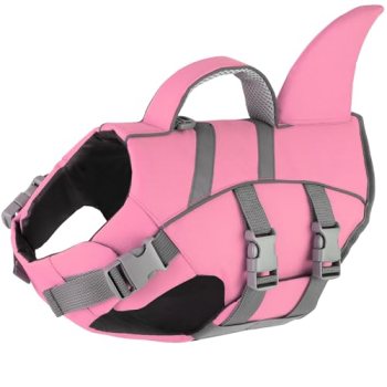 Dogcheer Cute Shark Dog Life Jacket with Reflective Fin