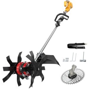 Cordless 2-in-1 Tiller Cultivator & Weed Wacker Compatible with Dewalt 20V Batte