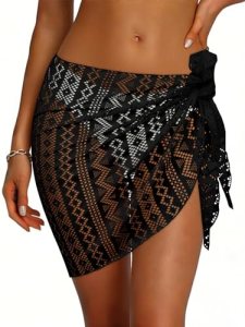 Womens Beach Sarong Wraps Lace Bikini Swimsuit Coverup Summer Hollow Out Bathing