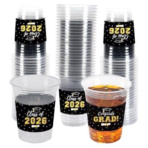 Labrostar 50Pcs Graduation Decorations 2026 Disposable Graduation Cups Congrats