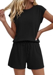 KIRUNDO Two Piece Sets For Women Summer 2026 Cap Sleeve Short Set Waffle Knit Ma