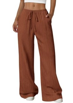 PRETTYGARDEN Womens Palazzo Pants Summer Fashion 2026 High Waisted Wide Leg Draw
