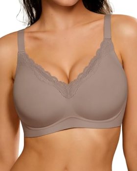 HORISUN Jelly Wireless Bras for Women Push Up V Neck Seamless T-Shirt Bras No Un