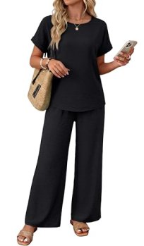 XIEERDUO 2 Piece Sets For Women Tops Linen Pants Matching Sets Women Clothing Su