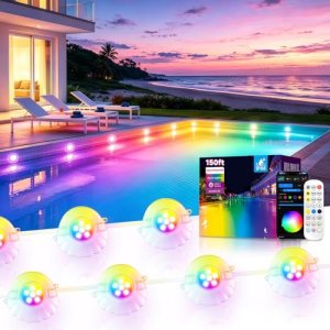 AHAWILL 150FT RGB Pool Lights for Inground & Above Ground Pools