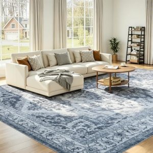UKISS Washable Rugs 8’x10′ Area Rugs for Living Room ，Ultra Soft Faux Silky Rug