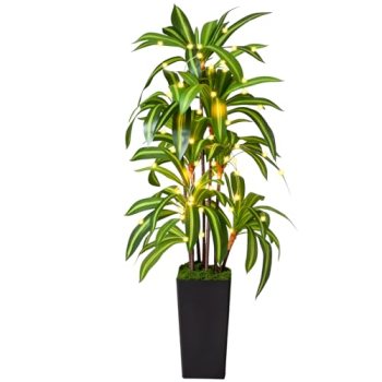 Artificial Dracaena Tree 5FT, Fake Plants with Black Tall Planter