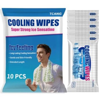 10 Pack Cooling Body Wipes, Alcohol-Free Cooling Towelettes Cooling Towel Altern