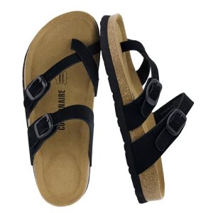 CUSHIONAIRE Lucky 100% Genuine Leather Suede Womens Sandals