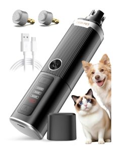 Ckin pet Dog Nail Grinder, Quiet Electric Dog Nail Trimmer with 2 LED Lights