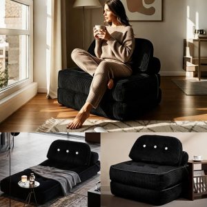 NESLAKO Fold Out Chair Bed-Futon Convertible Sofa with Back Support and Pillow