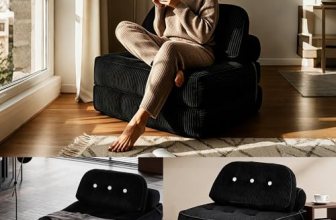 NESLAKO Fold Out Chair Bed-Futon Convertible Sofa with Back Support and Pillow