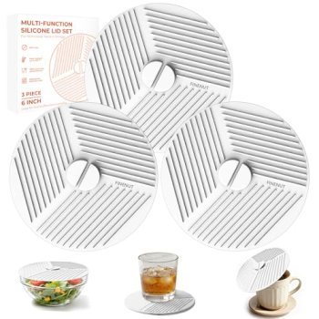 FINENUT 3 Pack 6 Inch Silicone Lids for Bowls