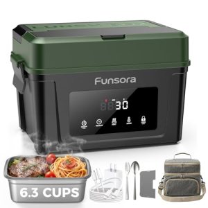 Funsora Cordless Heated Lunch Box 6.3Cups Electric Lunch Box 24000mAh Rechargeab