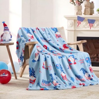 Cozy Bliss Gnome Patriotic Throw Blanket