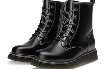 Athlefit Women’s Lace-Up Combat Boots Fashion Casual Low Platform Lug Sole Ankle