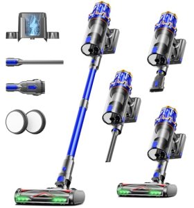 Cordless Vacuum Cleaner, Upgraded 650W 55KPA 70Mins Vacuum Cleaners for Home wit