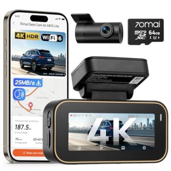 70mai A810 Lite 4K Dash Cam Front and Rear