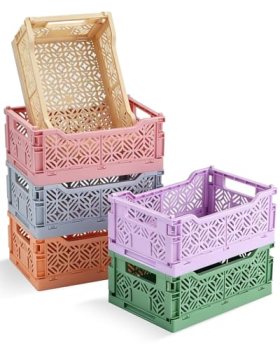 6 Pack Small Pastel Plastic Storage Baskets
