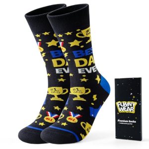 BONANGEL Dad Socks, Men’s Cotton Crew Funny Novelty Socks