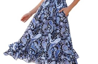 Kate Kasin Womens Summer Boho Floral Maxi Dress 2026 Square Neck Puff Sleeve Smo