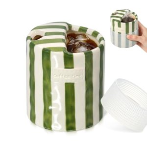 Neendohome 10oz Ceramic Coffee Mug with Sip Hole & Silicone Sleeve