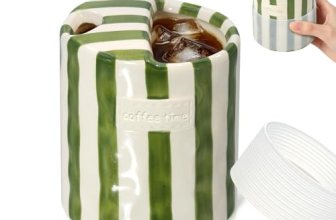 Neendohome 10oz Ceramic Coffee Mug with Sip Hole & Silicone Sleeve