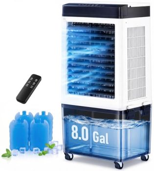 AKIRES 2200CFM Swamp Cooler,Evaporative Air Cooler with 8.0-Gal Water Tank