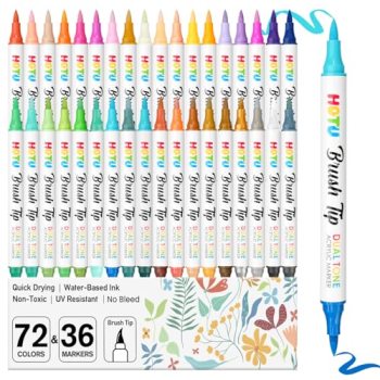 HOTU 72 Colors Acrylic Paint Markers for Coloring BooksFabric Stone Wood Sketchb