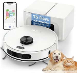 Robot Vacuum and Mop Combo, Mapping Robotic Vacuums Cleaner with 75 Days Self-Em