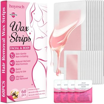 hoyesch 60 PCS Wax Strips – 40 Facial & 20 Body Waxing Kit for Women’ s Hair Rem