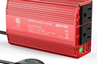 BESTEK Power Inverter DC 12-17V to AC 110V – 300W Car Plug Adapter Outlet
