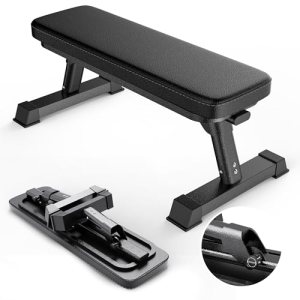 Finer Form Gym Quality Foldable Flat Bench for Multi-Purpose Weight Training and