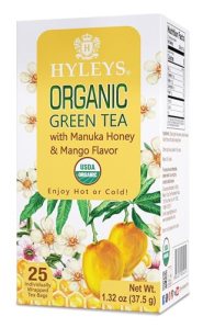 HYLEYS Organic Green Tea, Manuka Honey and Mango Flavor