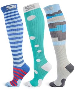 SB SOX 3-Pair Compression Socks, 15-20mmHg (L/XL, 07 – Multi-color)