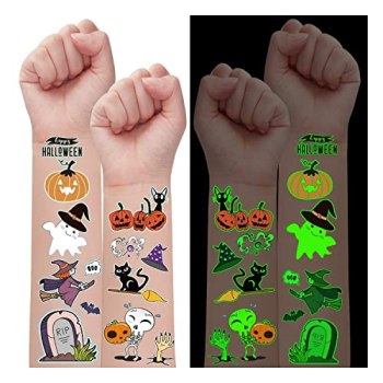 Partywind 10 Sheets Luminous Halloween Temporary Tattoos for Kids