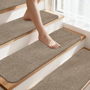 COSY HOMEER Stair Treads for Wooden Steps Non-Slip Carpet Mat,7pcs,Beige