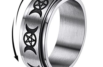 Stainless Steel Spinner Ring for Men Size 9 Triple Moon Goddess Fidget Rotating