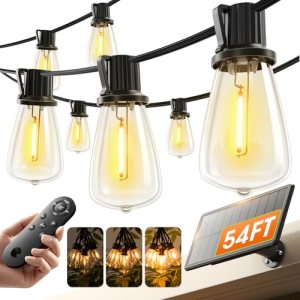 KYY 54FT Solar String Lights Outdoor Waterproof with USB Charging & Remote