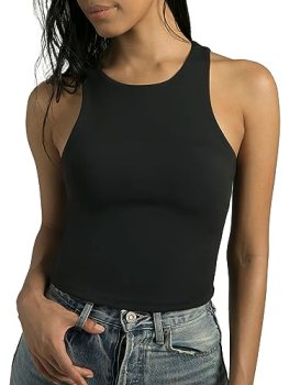 Colorfulkoala Women’s Tank Tops Body Contour Sleeveless Crop Double Lined Yoga S