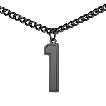 FindChic Jersey Number Chain Black 1 Necklaces Stainless Steel Sports Player Foo