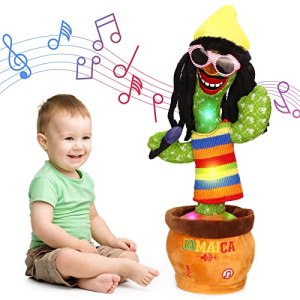 MIAODAM Dancing Cactus, Funny Style 270 Degree Rotation Talking Baby Toy for Big