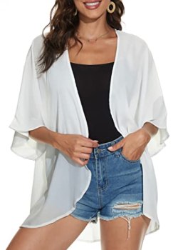 Women Summer Tops Kimono Cardigans Sheer Beach Cover Ups Chiffon Open Front Shir