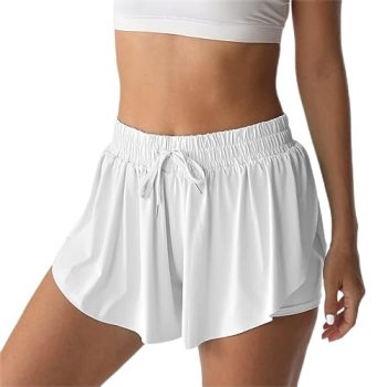 Flowy Athletic Shorts for Women Running Tennis Butterfly Shorts Girls 2-in-1 Dou