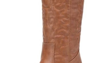 Vepose Women’s Brown Cowboy Boots Round Toe Mid Calf, Size 10, 9801