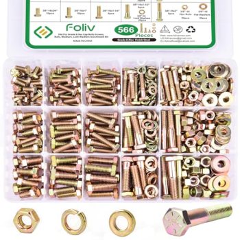 FOLIV 566Pcs Heavy Duty Bolts and Nuts Assortment Kit