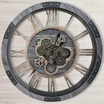 DORBOKER 24″ Large Wall Clock with Moving Gears
