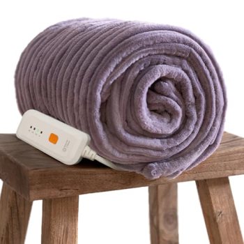 GOTCOZY Electric Blanket Heated Throw 50”X60”- Ribbed Faux Fur Heated Blanket