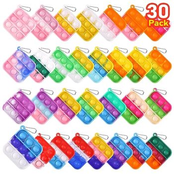 Kids Party Favors Fidget Toys Bulk 30 Pack Mini Pop Fidget Keychain Its Birthday